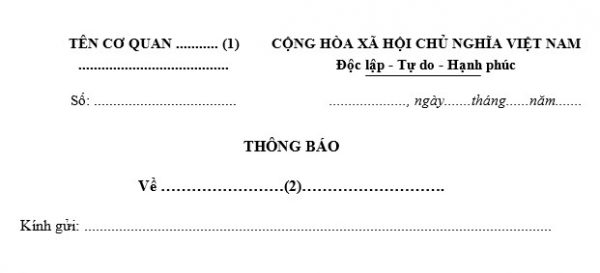 Mẫu Thông Báo Nội Bộ 