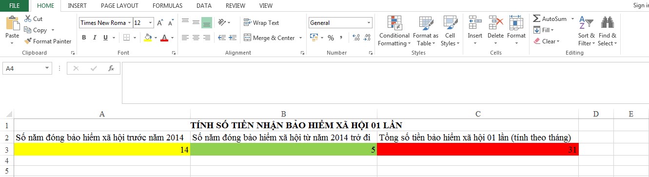 File Excel tính số tiền nhận BHXH 01 lần cho người lao động